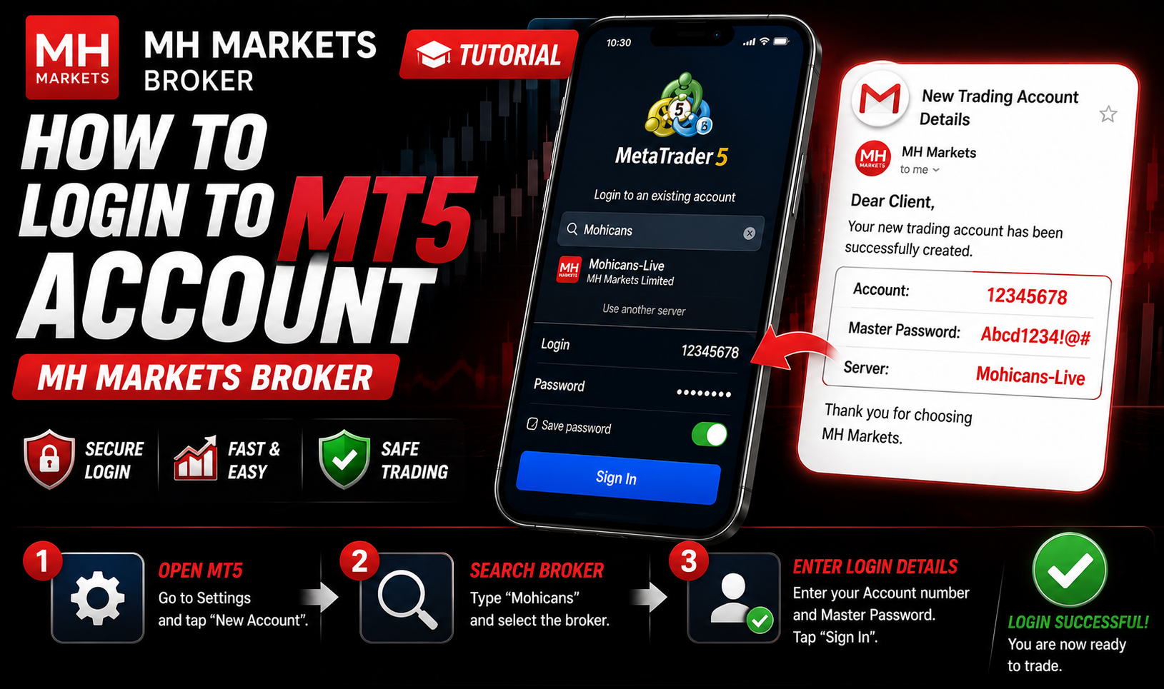 MH Market Broker တွင် MT 5 Account Login ဝင်နည်း